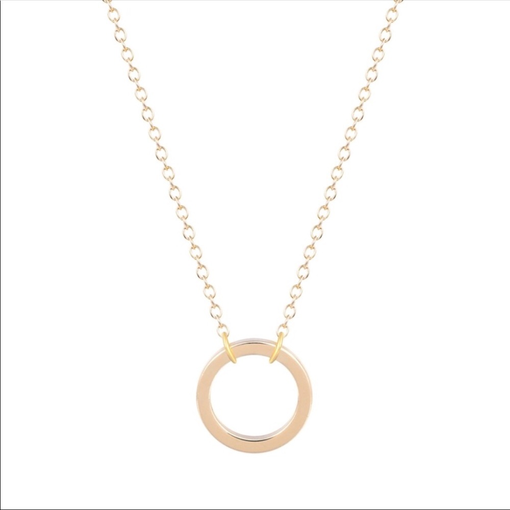 Simple Circle Gold Pendant Necklace - Picture 2 of 4